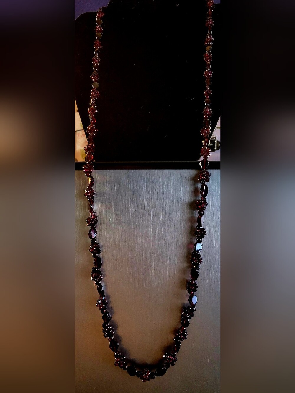 VTG Continuous Amethyst Cluster Bead Necklace 34", 74g Opera Length Grape Berry